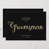 Black Trauzeuge Chic Wedding Simple Vorschlag Card (Vorne/Hinten)