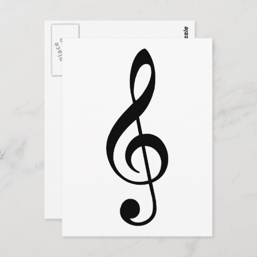 Black Treble Clef Postkarte (Vorne/Hinten)