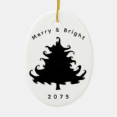 Black Tree Christmas Foto Oval Keramik Ornament (Vorne)