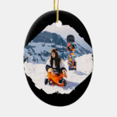 Black Tree Christmas Foto Oval Keramik Ornament (Hinten)