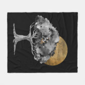 Black Tree Gold Moon Digitale Kunst Fleecedecke (Vorderseite (Horizontal))