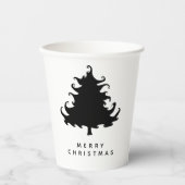 Black Tree Merry Christmas Pappbecher (Vorderseite)