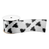 Black Tree Pattern Christmas Satinband (Spule)