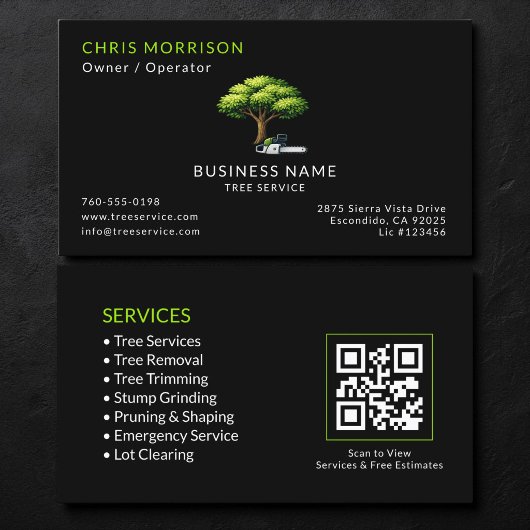 Black Tree Services QR-Code Visitenkarte