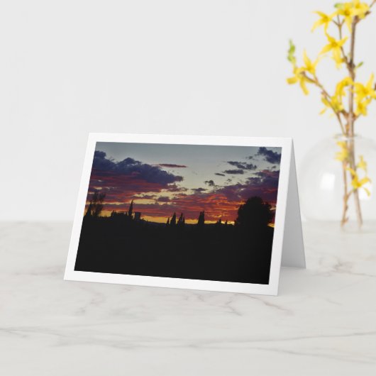 Black Tree Silhouette Abend Sunset Karte (Gelbe Blume)