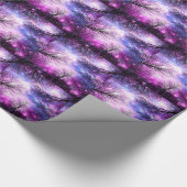 Black Trees Fuchsia Violet Space Geschenkpapier (Ecke)