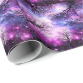 Black Trees Fuchsia Violet Space Geschenkpapier (Rolleneckpunkt)