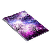 Black Trees Fuchsia Violet Space Notizblock (Rechte Seite)