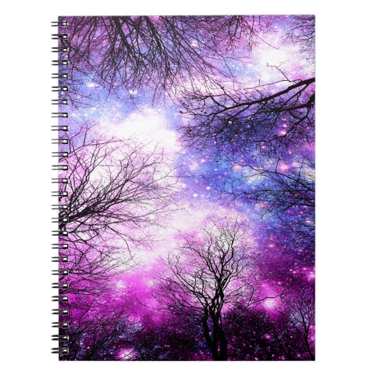 Black Trees Fuchsia Violet Space Notizblock (Vorderseite)