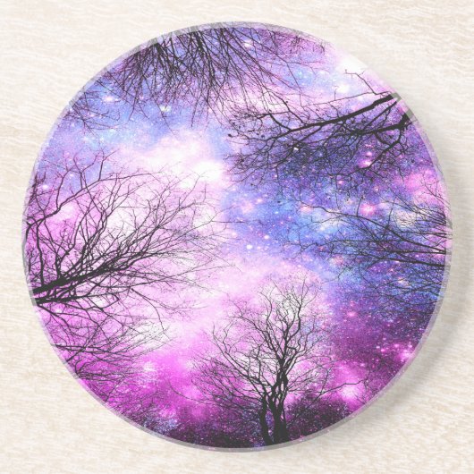 Black Trees Fuchsia Violet Space Untersetzer (Vorne)