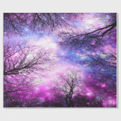 Black Trees Fuchsia Violet Space Wrapping Paper Geschenkpapier (Flach)