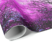 Black Trees Fuchsia Violet Space Wrapping Paper Geschenkpapier (Rolleneckpunkt)
