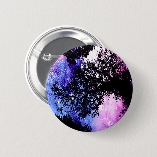 Black Trees Lavender Blue Space Button (Vorne & Hinten)