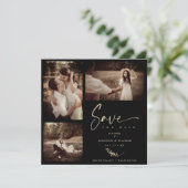 Black Trendy Branches Wedding Rett Date 3 Fotos (Stehend Vorderseite)