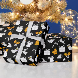 Black Trendy Christmas Seamless Pattern Geschenkpapier