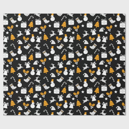Black Trendy Christmas Seamless Pattern Geschenkpapier (Flach)