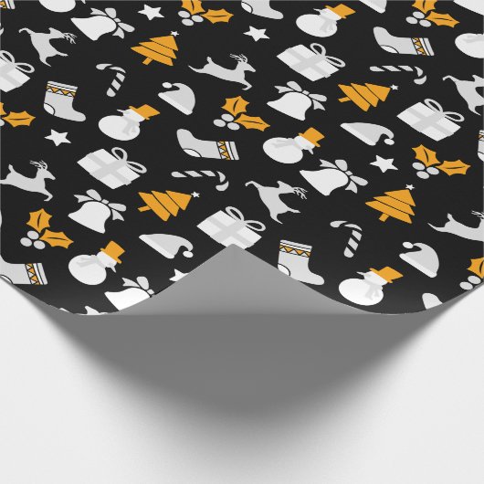 Black Trendy Christmas Seamless Pattern Geschenkpapier (Ecke)