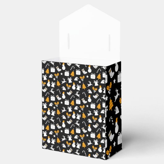 Black Trendy Christmas Seamless Pattern Geschenkschachtel (Geöffnet)
