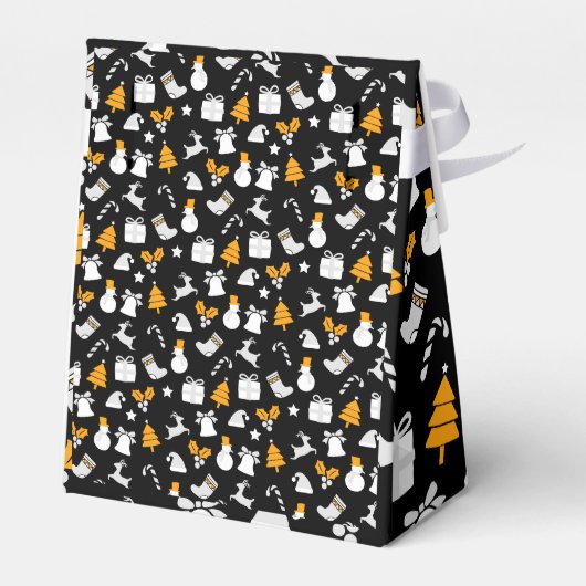 Black Trendy Christmas Seamless Pattern Geschenkschachtel (Rückseite)