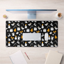 Black Trendy Christmas Seamless Pattern Schreibtischunterlage