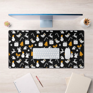Black Trendy Christmas Seamless Pattern Schreibtischunterlage