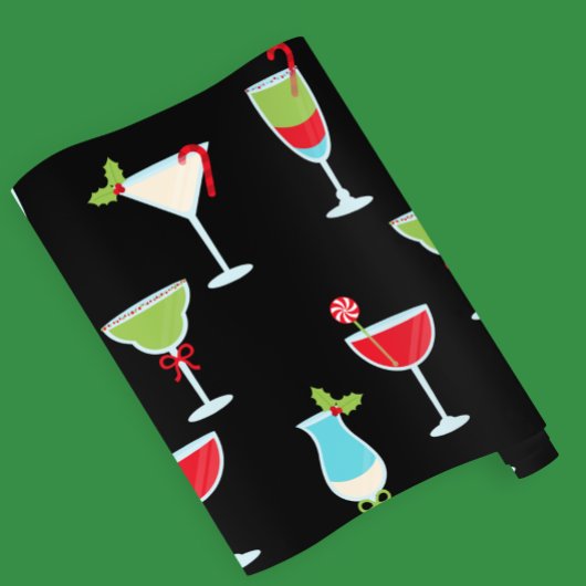 Black Trendy Cocktail Party Weihnachten Geschenkpapier