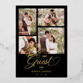 Black Trendy Collage 4 Fotos Extravagantes Skript Folieneinladung (Vorderseite)