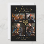 Black Trendy Collage 4 Photos Modern Heart  Einladung (Vorderseite)