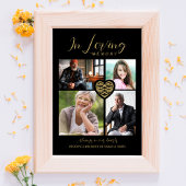 Black Trendy Collage 4 Photos Modern Heart Wedding Foliendrucke