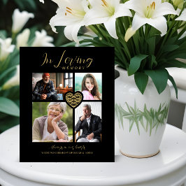 Black Trendy Collage 4 Photos Modern Heart Wedding Sockelschild