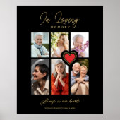 Black Trendy Collage 6 Fotos Modernes Rotes Herz Poster (Vorne)