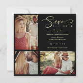 Black Trendy Collage Wedding 3 Photos (Vorderseite)