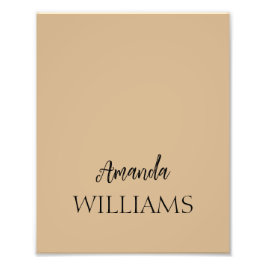 Black Trendy Elegante Vorname | Tan Brown Fotodruck