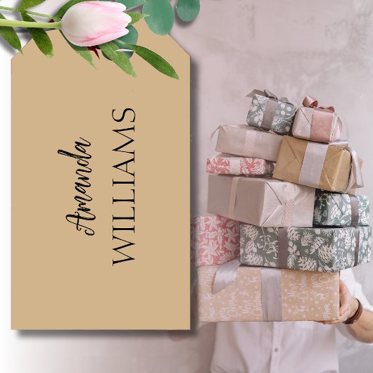 Black Trendy Elegante Vorname | Tan Brown Geschenkanhänger