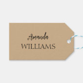 Black Trendy Elegante Vorname | Tan Brown Geschenkanhänger (Vorderseite (Horizontal))