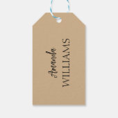 Black Trendy Elegante Vorname | Tan Brown Geschenkanhänger (Rückseite)