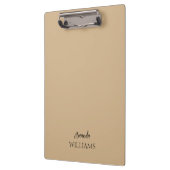 Black Trendy Elegante Vorname | Tan Brown Klemmbrett (Links)