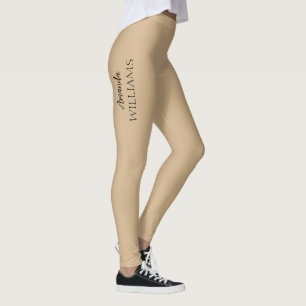 Black Trendy Elegante Vorname   Tan Brown Leggings