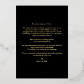 Black Trendy Modern Branches Gold Effect Photo Folieneinladung (Rückseite)