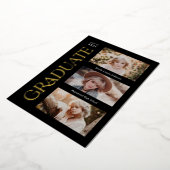 Black Trendy Serif Abschluss mit mehreren Fotos Folieneinladung (Gedreht)