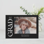 Black Trendy Serif Zwei Fotos Abschluss Ankündigung (Stehend Vorderseite)