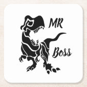 Black Trex The Boss Dino Rechteckiger Pappuntersetzer (Vorderseite)