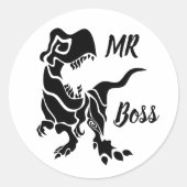 Black Trex The Boss Dino Runder Aufkleber (Vorderseite)