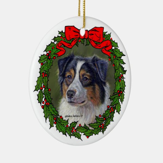 Black Tri Aussie Art von Glenda S. Harlan Keramik Ornament (Rechts)