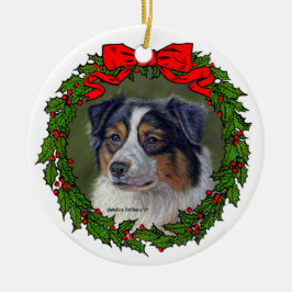 Black Tri Aussie Art von Glenda S. Harlan Keramik Ornament