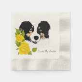 Black Tri Aussie und Yellow Roses Serviette (Vorderseite)