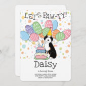 Black Tri Aussiedoodle Birthday Party Einladung (Vorne/Hinten)