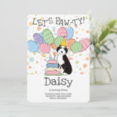 Black Tri Aussiedoodle Birthday Party Einladung (Stehend Vorderseite)