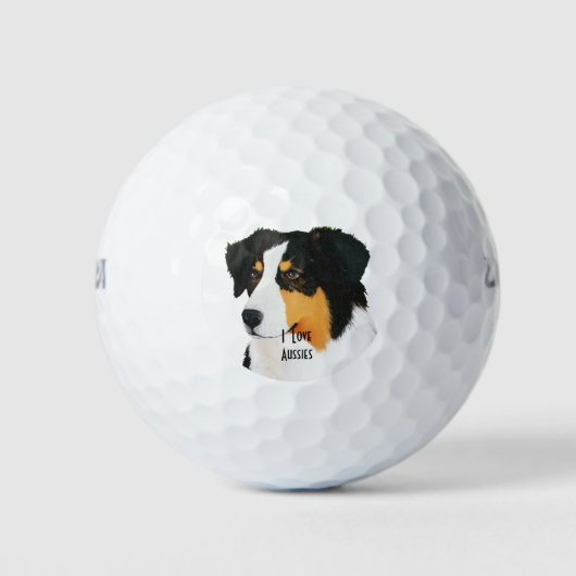 Black Tri Australian Shepherd Cus.Golf Ball 3 Pack (Vorderseite)