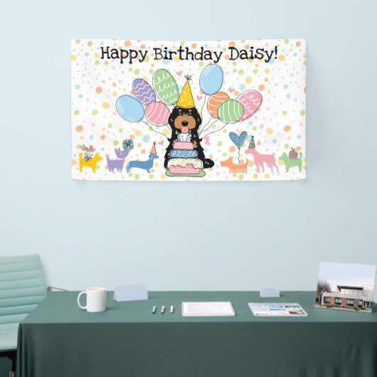Black Tri Cockapoo Cavapoo Dog Birthday Party Banner (Messeveranstaltung)